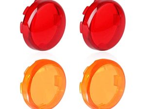 MotoParAcc 2 Inch Bullet Amber Front Rear Red Turn Signals Lens Cover for Harley Fat Boy FLFB