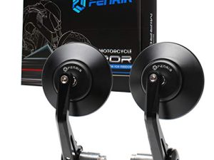 FENRIR CNC Aluminum Alloy Round Cafe Racer Retro Black Motorcycle Bar End Mirrors Side 22MM 7/8" Inch Handlebar Mirror Universal Rear View For M8/M6 Sport Naked Street Bike Cruiser Minimoto Scooter