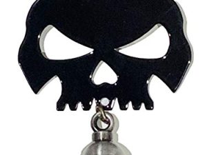 Kustom Cycle Parts Universal Gloss Black Skull Bell Hanger With Gun Metal Bell - Bolt and Ring Included. Fits all Harley Davidson Motorcycles & More! Proudly MADE IN THE USA! (Gun Metal)