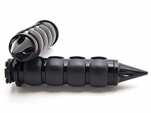 HTTMT TRHB114A-1"-BK Spike Black Comfort Rubber Motorcycle Handlebar Hand Grips (1 inch) Custom Black Billet Grips Compatible with Cruisers/Choppers/Harley Davidson