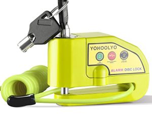 YOHOOLYO Alarm Disc Lock Motorcycle Disc Brake Lock Anti-Theft Waterproof 110 dB 7mm Pin 5ft Reminder Cable for Motorcycles Bike Scooter Carry Pouch