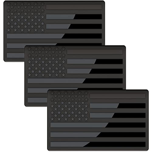 Embossed 3D Metal All Black American Flag Emblem Decal Stickers (3 Pack) Embossed 3D Metal All Black American Flag Emblem Decal Stickers (3 Pack)