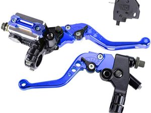 MRELC Universal Motorcycle 7/8" 22mm Handlebar Brake Master Cylinder Clutch Lever CNC Left & Right Set Compatible with Harley Honda Kawasaki Suzuki Yamaha（ Piston Diameter 12.7mm (Blue)