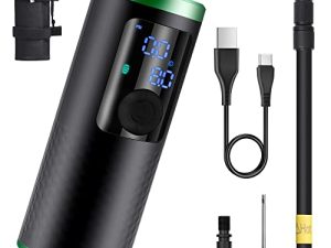 Tire Inflator Portable Air Compressor - Zacro 150PSI Bike Pump Electric with Large Digital Screen and LED Lights