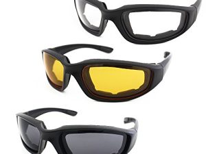 3 Pair Motorcycle Riding Glasses Padding Goggles UV Protection Dustproof Windproof Motorcycle Sunglasses for Outdoor Actives