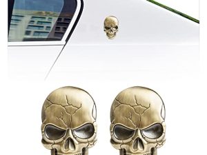 1797 Skull Stickers Punisher Metal Skeleton Decal Car Emblem Badge Devil for Motorcycle Truck Zinc Alloy Pack of 2