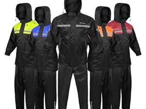 ALPHA CYCLE GEAR Rain Suit for Men & Women Jackets Pant Gear Reflective Rainsuit Waterproof (BLACK
