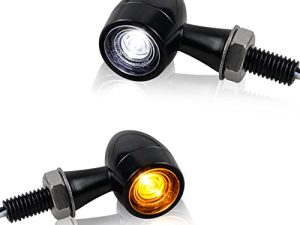 QUASCO Universal Motorcycle Turn Signals Switchback LED Turn Signal Kit Front Mini Blinkers Compatible with Harley Honda Kawasaki Suzuki Triumph Yamaha