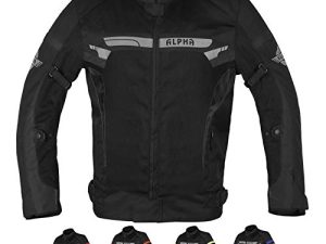 ALPHA CYCLE GEAR BREATHABLE BIKERS RIDING PROTECTION MOTORCYCLE JACKET MESH CE ARMORED (BLACK WIND