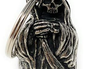 Grim Reaper Motorcycle Biker Bell Accessory or Key Chain for Luck