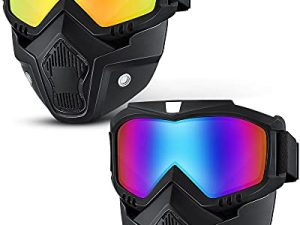 2 Pieces Motorcycle Goggles Helmet Riding Goggles Glasses With Face Cover