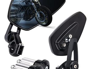 Motorcycle Bar End Mirrors Compatible With Honda GROM MSX125 Kawasaki Z650 Z125 Z900 Z750 SV650 Yamaha MT-07 MT-03 MT-09 MT-10 FZ09 Suzuki GS-F1250 7/8" Motorcycle CNC Bar End Rear View Mirrors