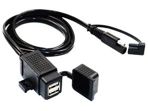 MOTOPOWER MP0609C 3.1Amp Waterproof Motorcycle Dual USB Charger Kit SAE to USB Adapter Cable Phone Tablet GPS Charger