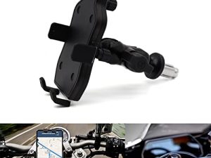 kucehiup Motorcycle Mobile Phone Mount Mobile Phone Holder Fit on All Motorcycles with Holes Fixing Device (Black1 Fit 5.5-7in Screen)