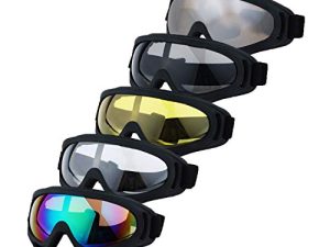 LJDJ Motorcycle Goggles - Glasses Set of 5 - Dirt Bike ATV Motocross Anti-UV Adjustable Riding Offroad Protective Combat Tactical Military Goggles for Men Women Kids Youth Adult