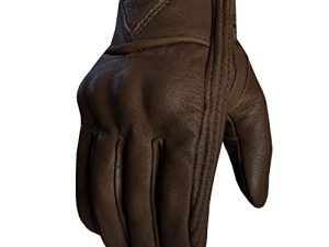 Men's Premium Brown Leather Street Cruiser Motorcycle Biker Gel Gloves S