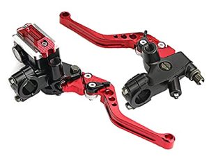 LisylineAuto Universal 7/8" Motorcycle Brake Clutch Levers Master Cylinder Reservoir 22mm Handlebar Brake Master Cylinder for Harley Honda Kawasaki Suzuki Yamaha (Red)