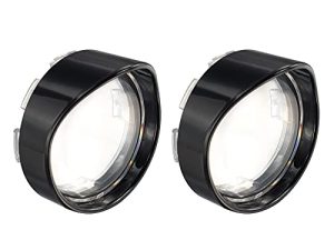 NTHREEAUTO Clear Bullet Turn Signal Lens Cover with Black Visors Bezels Compatible with Harley Sportster Dyna Street Electra Glide Road King Fatboy