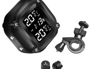JRangelp Motorcycle Tire Pressure Monitoring System Digital Tire Pressure Gauge Wireless Motorcycle TPMS with 7 Alarm Modes and 2 External Sensors for Real-Time Monitoring Tire Pressure & Temperature