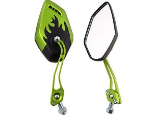 ESUPPORT Green Motorcycle Motorbike 8mm 10mm Rearview Side Mirror ATV Scooter Bike Flame Fire