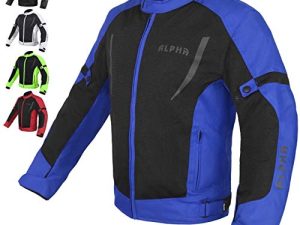 HI VIS MESH MOTORCYCLE JACKET FOR MENS RIDING BIKERS RACING DUAL SPORTS BIKE ARMORED PROTECTIVE (BLUE