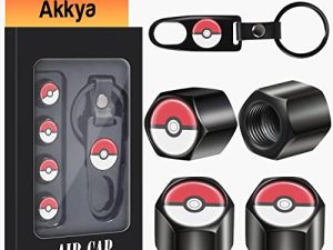 Akkya Tire Valve Stem Caps Cover for Car Bike Bicycle Motorcycles Tractors Mountain Bikes Trucks Black Cool Cartoon Anime Metal Chrome Tire Air Pressure Covers Wheel Accessories Parts
