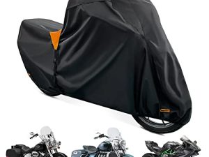 XYZCTEM 18-Layers Premium Motorcycle Cover Waterproof All Weather Weatherproof UV Sun Protection Snow Dust Storm High Heat Resistant Durable Lock-Holes & Side Zip & Storage Bag Fits up to 116" Motors