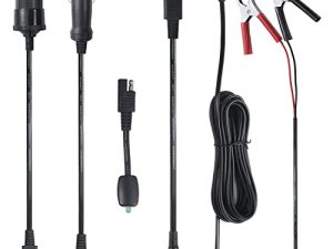Sunway Solar 16FT Battery Charger Extension Cable Adapter SAE Connectors Quick Connect with Battery Clamps For 12V Trickle Charger And Maintainer