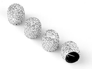 JUSTTOP 4 Pack Handmade Crystal Rhinestone Car Tire Valve Stem Caps