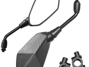 Trkimal Universal Adjustable Motorcycle Rear View Mirror - Rhombus Convex Mirror with 10mm Clockwise Thread Bolt