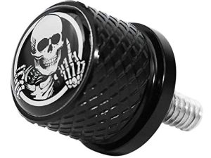 Stainless Knurled Fender Seat Bolt Screw 1/4"-20 Thread Compatible with Harley Sportster Touring Softail Dyna CVO Electra Glide Street Glide 1996-2020- Skeleton Middle Finger