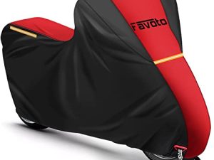 Favoto Motorcycle Cover 96.5 inches Length All Season Universal Weather Waterproof Sun Outdoor Protection Durable Night Reflector with Lock-Holes & Storage Bag Motorbike Vehicle Cover