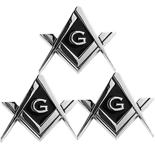 3 Pack 2.75" Chrome Plated Masonic Car Emblem Mason Square and Compasses Auto Truck Motorcycle Decal Gift Accessories 3 Pack 2.75" Chrome Plated Masonic Car Emblem Mason Square and Compasses Auto Truck Motorcycle Decal Gift Accessories