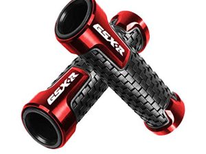 Motorcycle Non Slip Handlebar Grips 7/8" 22mm Rubber Handle Grips For Suzuki GSXR 600 750 1000 (Red)