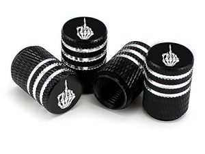 Cyan Tire Valve Caps Car Air Valve Stem Caps Truck Sedan SUV Motorcycle Accessories 4 Pack(Skull Finger Black)