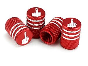 Cyan Tire Valve Caps Car Air Valve Stem Caps Truck Sedan SUV Motorcycle Accessories 4 Pack(Middle Finger Red)