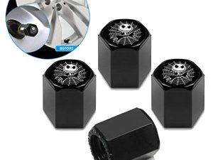 4 Pcs Car Tire Air Valve Caps for Nightmare Before Christmas Jack Skellington - Auto Wheel Tyre Dust Stems Cover with Logo Emblem Waterproof Dust-Proof Universal fit for Cars