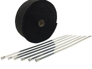 HM&FC 2" x 50' Black Fiberglass Exhaust Header Pipe Wrap for Motorcycle Fiberglass Heat Shield Tape