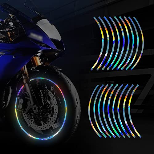 TOMALL 16''-17" Reflective Wheel Rim Stripe Decal for Motorcycle Wheels Car Cycling Bike Bicycle Night Reflective Safety Decoration Stripe Universal Rim Reflective Stickers (Gradient) TOMALL 16''-17" Reflective Wheel Rim Stripe Decal for Motorcycle Wheels Car Cycling Bike Bicycle Night Reflective Safety Decoration Stripe Universal Rim Reflective Stickers (Gradient)