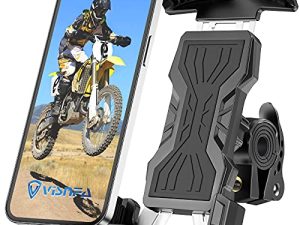 visnfa New Bike Phone Mount Holder Two Connectors for Handlebar Diameter 15-40mm 360° Rotatable Bicycle Motorcycle Scooter Accessories Handlebar Phone Clip Suitable for 4.7"-6.8" Smartphone