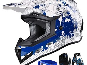 GLX GX623 DOT Kids Youth ATV Off-Road Dirt Bike Motocross Motorcycle Full Face Helmet Combo Gloves Goggles for Boys & Girls (Camouflage