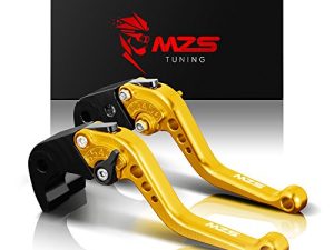 MZS Gold Motorcycle Brake Clutch Levers Adjustable Short CNC Compatible with YZF R1 2004-2008 | YZF R6 2005-2016