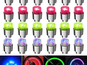 FICBOX 24 PCS LED Bike Wheel Lights Flash Light Tire Valve Cap Lamp for Car Trucks Motorcycle Bicycle (24pcs Mixed)
