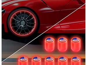 American Flag Night Glow Luminous Wheels Cap Tire Valve Stem for Car