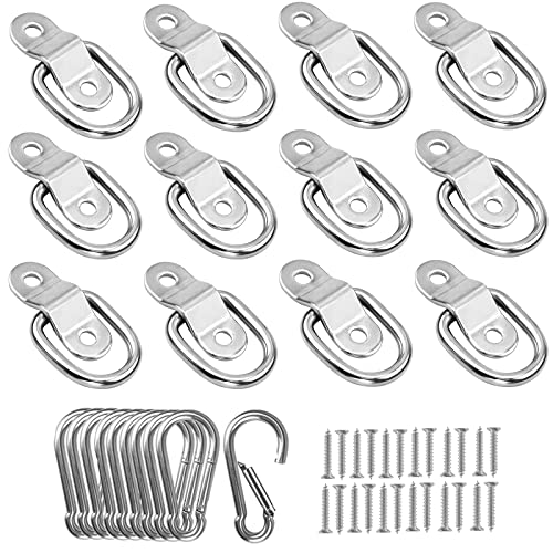 D Rings Tie Down Anchor 1/4" Trailer Anchor Rings 1200 lbs Capacity Truck Bed Anchors kit with Snap Hook Carabiner for Trailers Trucks D Rings Tie Down Anchor 1/4" Trailer Anchor Rings 1200 lbs Capacity Truck Bed Anchors kit with Snap Hook Carabiner for Trailers Trucks