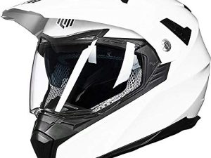 ILM Off Road Motorcycle Dual Sport Helmet Full Face Sun Visor Dirt Bike ATV Motocross Casco DOT Certified Model 606V(White