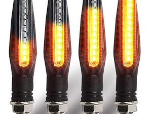 BlyilyB Motorcycle Blinkers Indicator Turn Signal Amber Flowing Sequential Universal Lamp (Pack of 4)