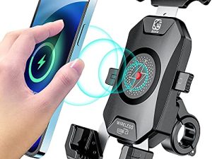 KEWIG Waterproof Motorcycle Phone Mount Qi 15W Wireless & USB C 20W Fast Chargeing Port