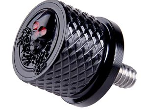 Sresk 3D Rear Fender Seat Bolt Screw for Harley Dyna Sportster Softail Road Glide Street Touring King CVO Electra Iron 883 Bob 1996-2022 Thread 1/4"-20 Knurled Seat Nut Embossed Skeleton (Black)