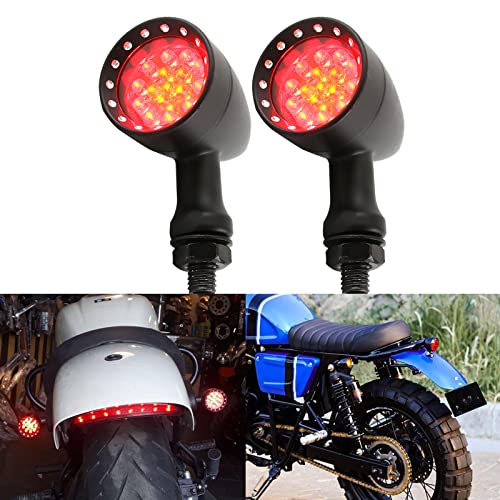 2pcs Black 15 LED Motorcycle Stop Brake Running Turn Signal Indicator Amber Lights Compatible with Street Bike Chopper dirt bike scooter Cafe Racer (Black-Amber&Red Light) 2pcs Black 15 LED Motorcycle Stop Brake Running Turn Signal Indicator Amber Lights Compatible with Street Bike Chopper dirt bike scooter Cafe Racer (Black-Amber&Red Light)